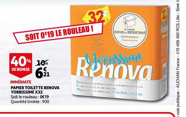 papier toilette renova yorrissime x32