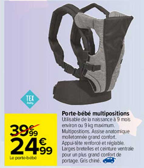 porte-bébé multipositions tex baby