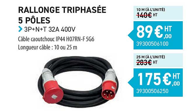 rallonge triphasée 5 pôles