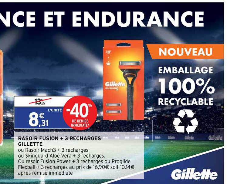 Rasoir Fusion + 3 Recharges Gillette