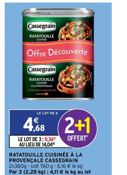 Ratatouille Cuisinée à La Provençale Cassegrain