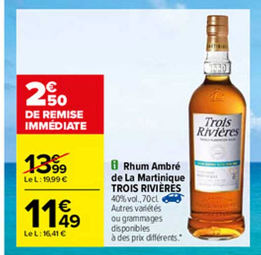rhum ambré de la martinique trois rivières