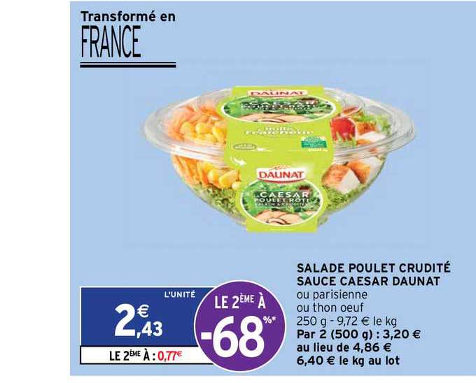 Salade Poulet Crudité Sauce Caesar Daunat