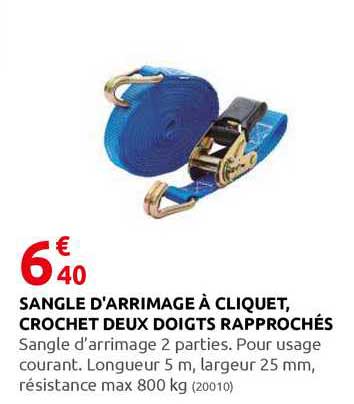 sangle d'arrimage à cliquet, crochet deux doigts rapprochés