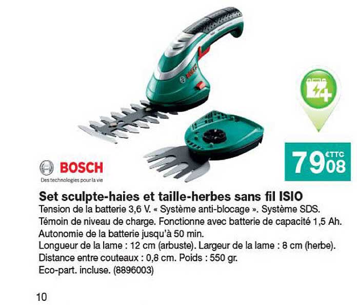 Set Sculpte-haies Et Taille-herbes Sans Fil Isio Bosch