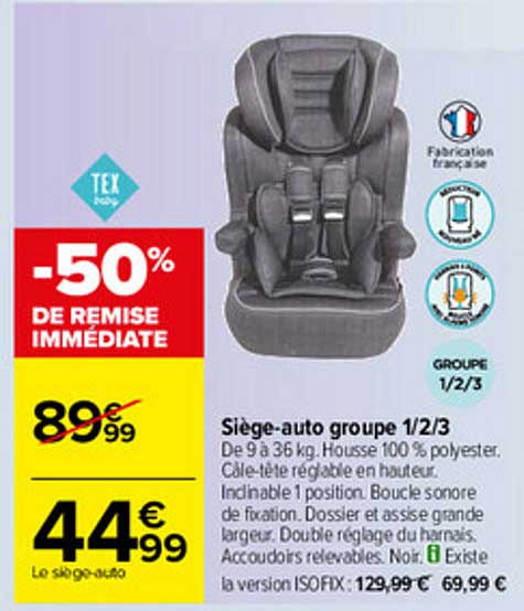 siège-auto groupe 1-2-3 tex baby