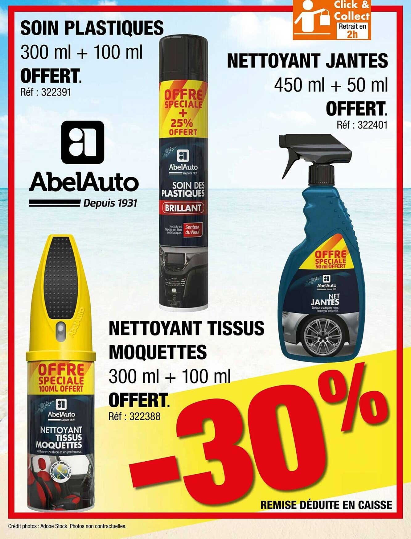 soin plastique, nettoyant jantes, nettoyant tissus moquettes abelauto