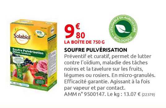 soufre pulvérisation solabiol