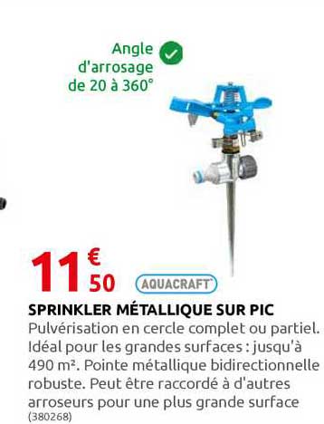 sprinkler métallique sur pic aquacraft