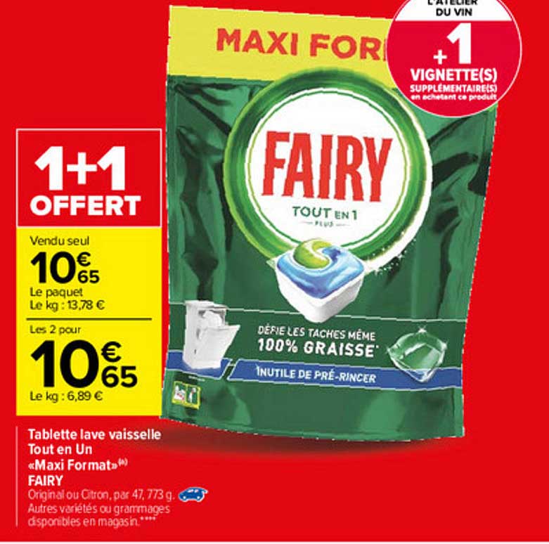 tablette lave vaisselle toutt en un «maxi format» fairy