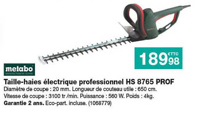 taille-haies électrique professionnel hs 8765 prof metabo