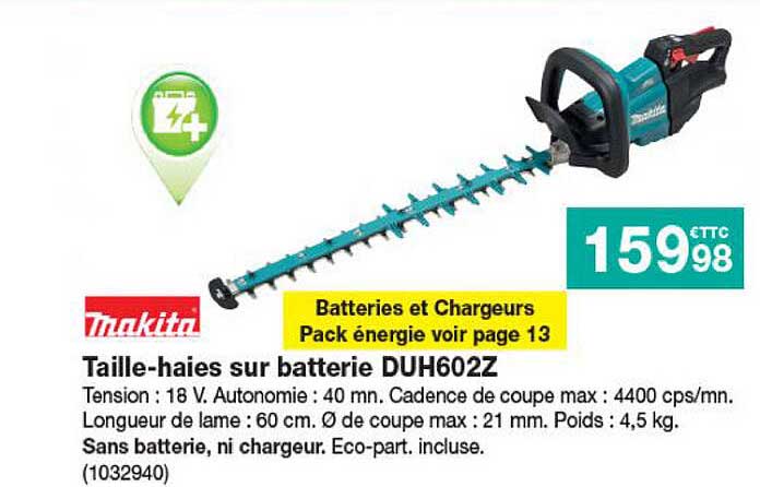 taille-haies sur batterie duh602z makita