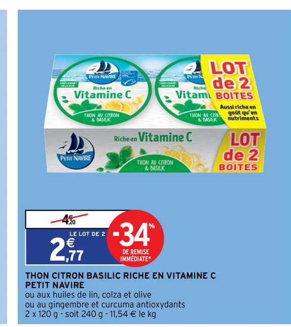 thon citron basilic riche en vitamine c petit navire