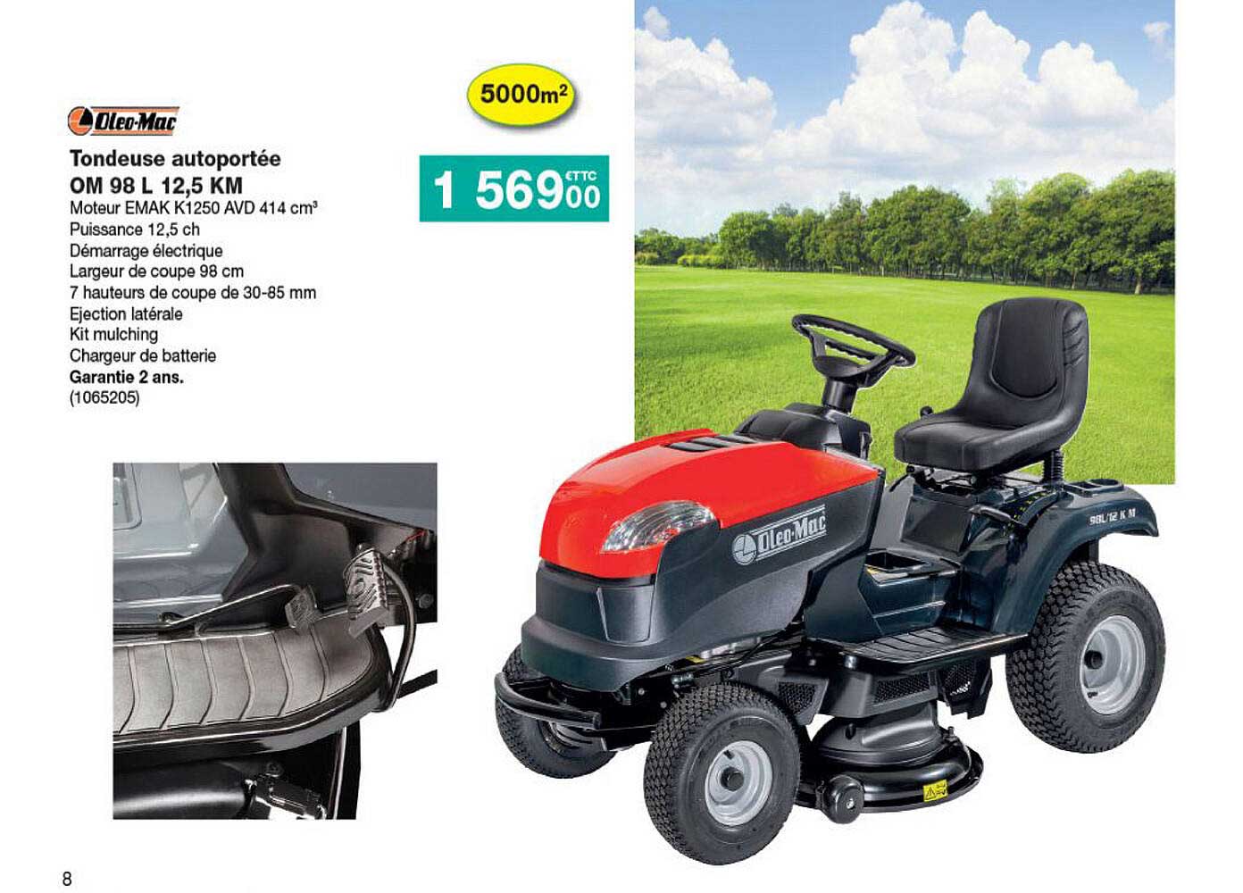 tondeuse autoportée om 98 l 12,5 km oléo-mac