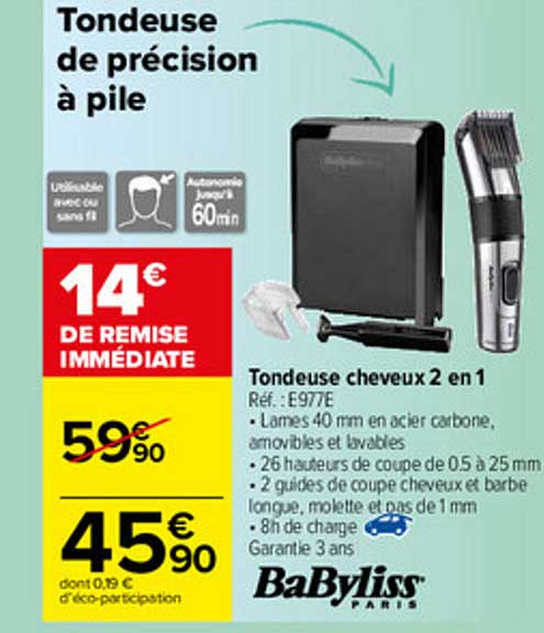 Tondeuse Cheveux 2 En 1 Babyliss