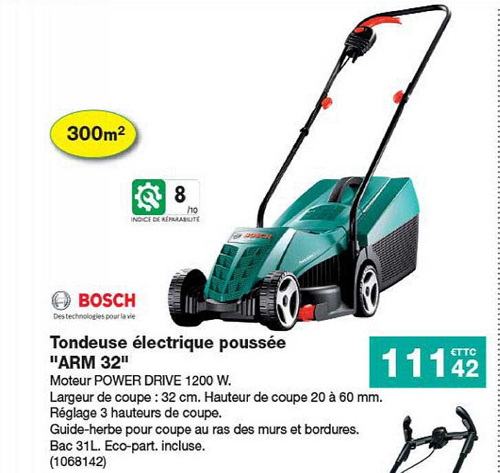 tondeuse électrique poussée "arm 32" bosch