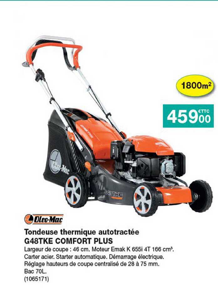 tondeuse thermique autotractée g48tke comfort plus oléo-mac