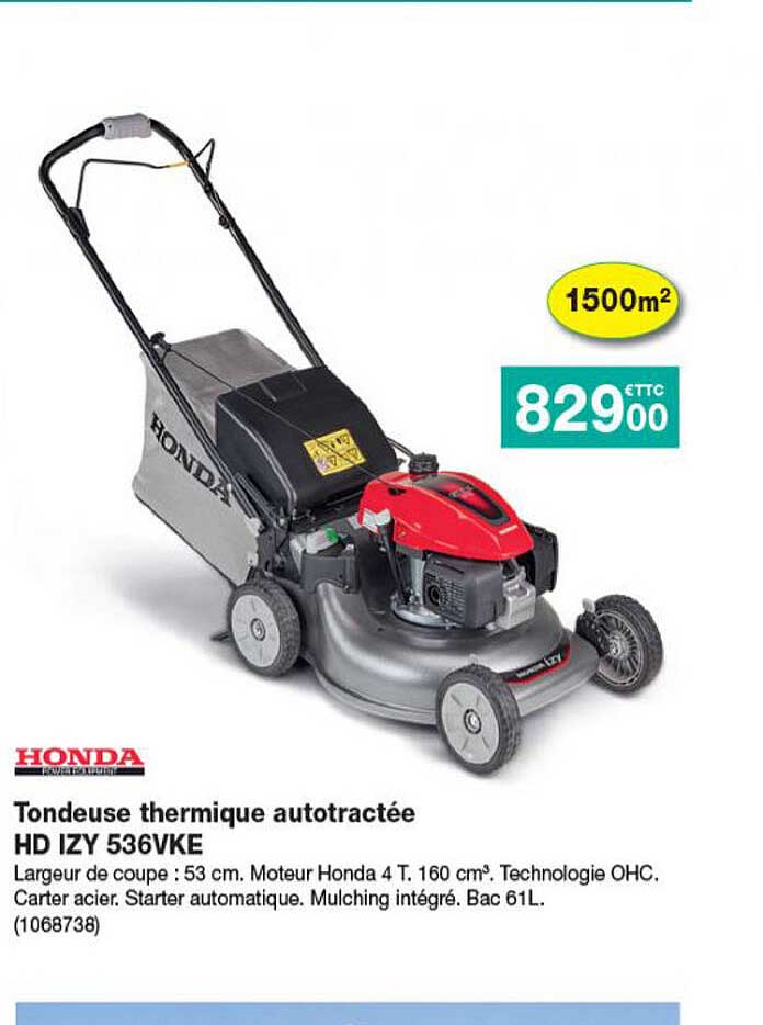 tondeuse thermique autotractée hd izy 536vke honda