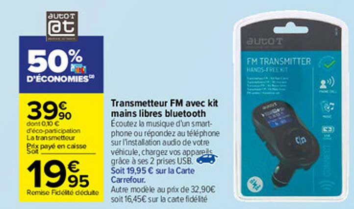 transmetteur fm avec kit mains libres bluetooth