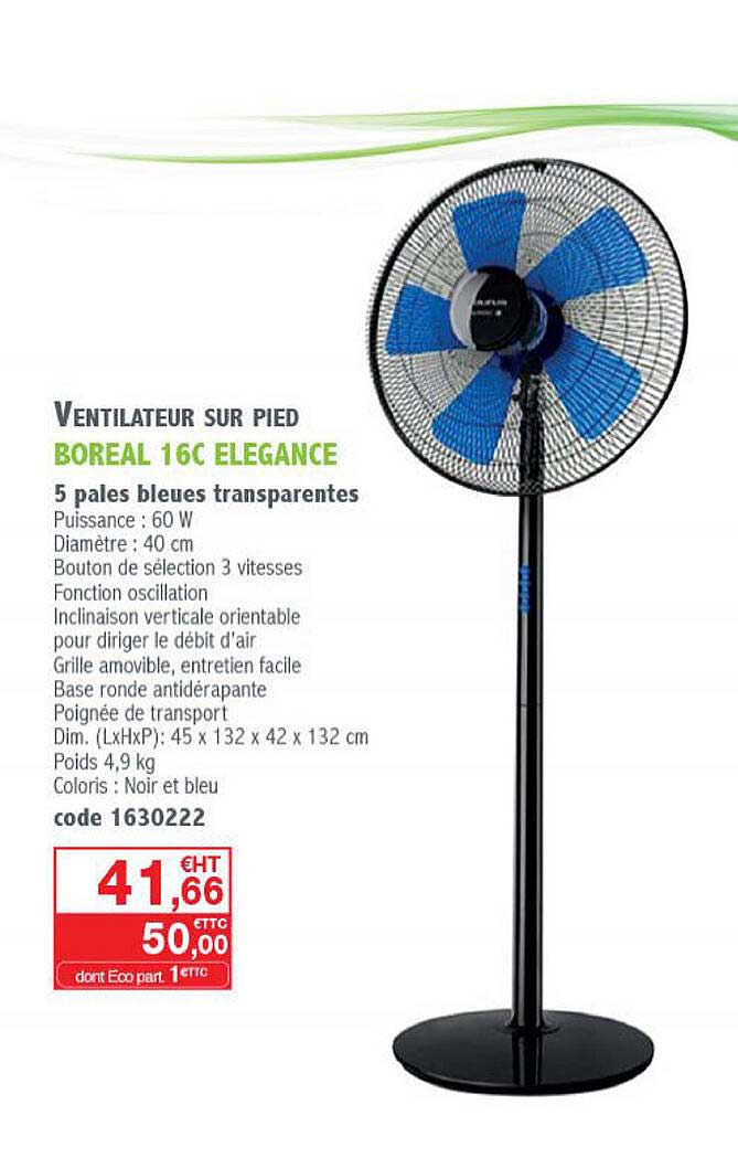 ventilateur sur pied boréal 16c élégance