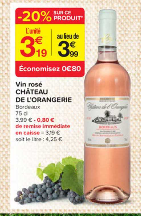 vin rosé château de l'orangerie
