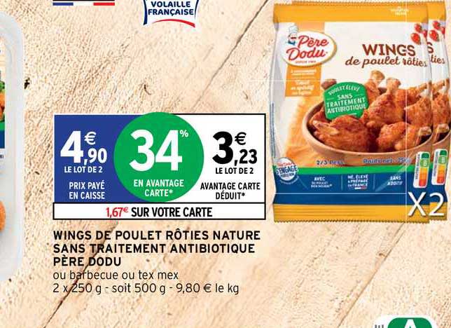 wings de poulet rôties nature sans traitement antibiotique père dodu