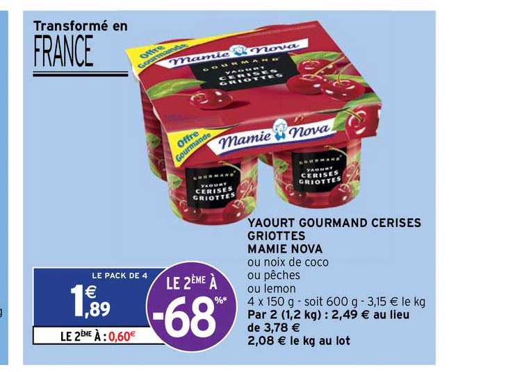 Yaourt Gourmand Cerises Griottes Mamie Nova