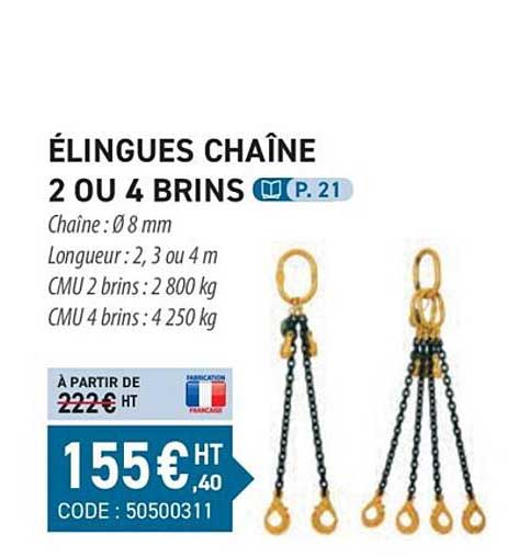 élingues chaîne 2 ou 4 brins