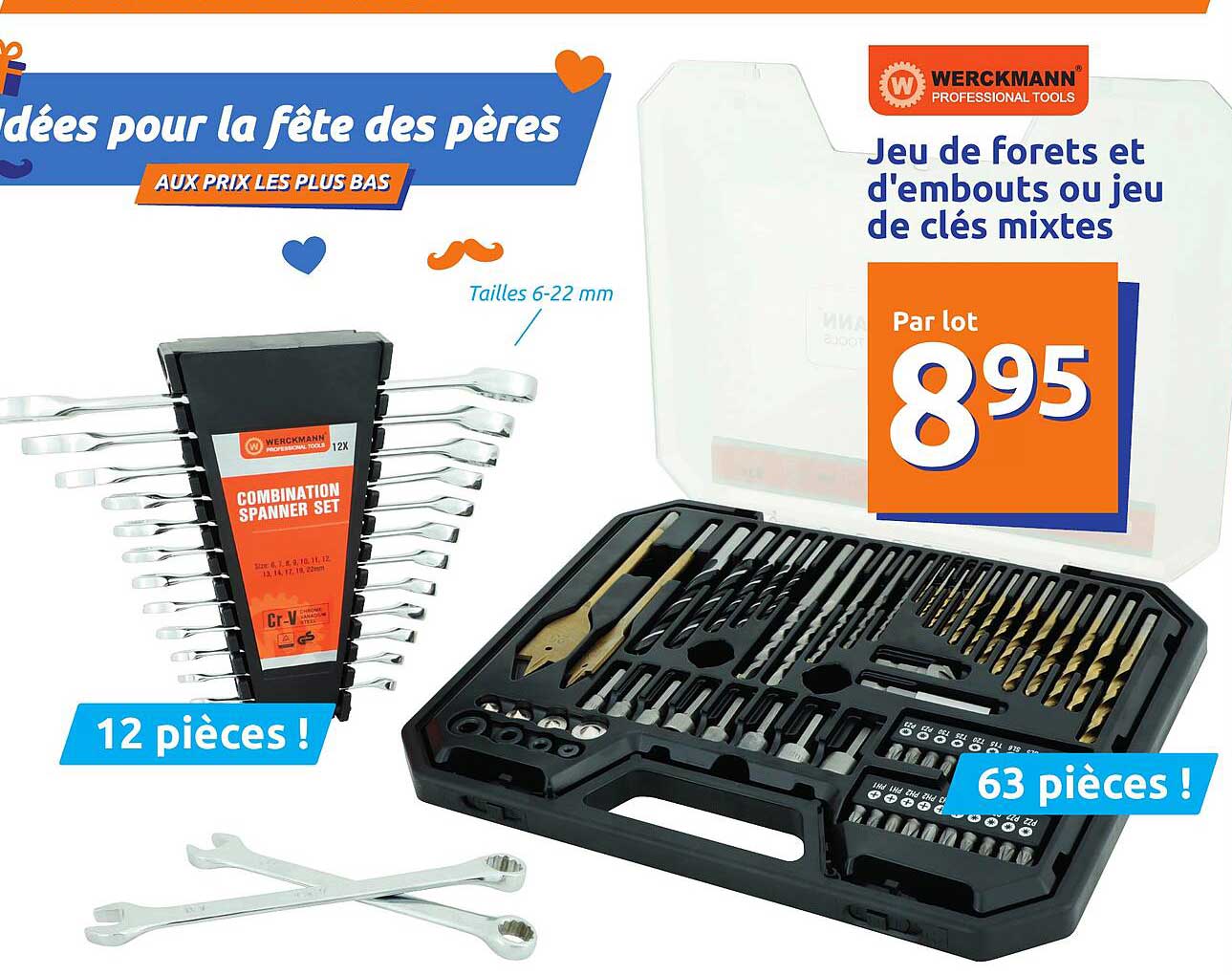 jeu de forets et d'embouts ou jeu de clé mixtes