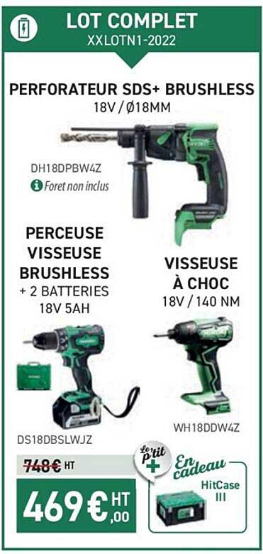 perforateur sds+ brushless, perceuse visseuse brushless, visseuse à choc