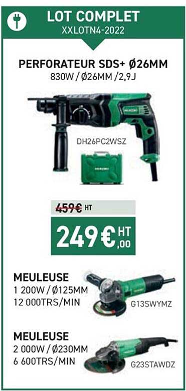 perforateur sds+ ø26mm, meuleuse