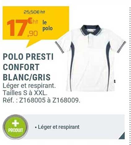 polo presti confort blanc-gris