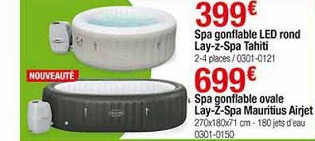 Spa Gonflable Led Rond Lay-z-spa Tahiti, Spa Gonflable Ovale Lay-z-spa Mauritius Airjet
