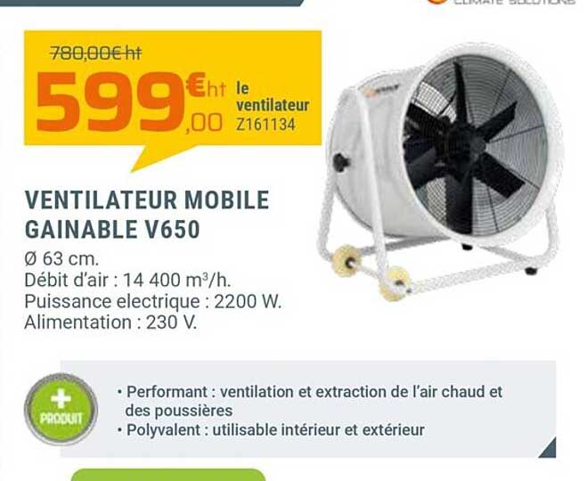 ventilateur mobile gainable v650
