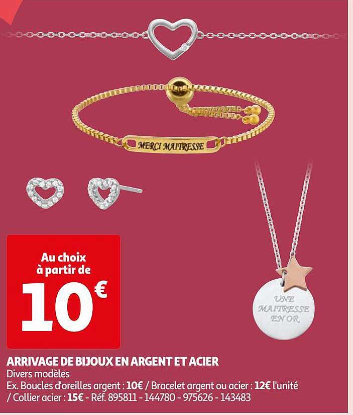 arrivage de bijoux en argent et acier