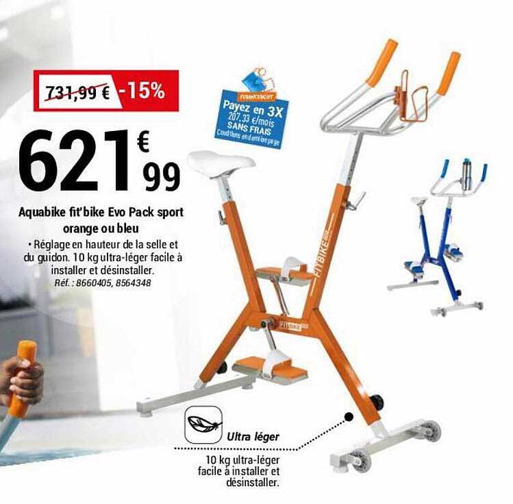 aquabike fit'bike evo pack sport orange ou bleu