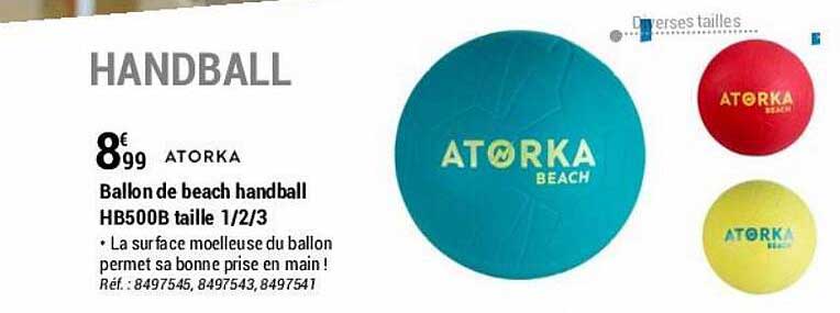 ballon de beach handball hb500b taille 1-2-3 atorka