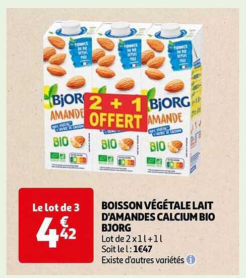 boisson végétale lait d'amandes calcium bio bjorg
