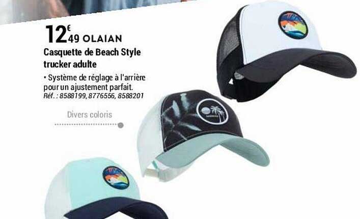casquette de beach style trucker adulte olaian