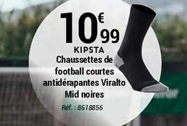 Chaussettes De Football Courtes Antidérapantes Viralto Mid Noires Kipsta