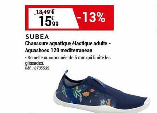 chaussure aquatique élastique adulte - aquashoes 120 mediterranean subea