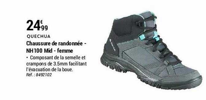 chaussure de randonnée - nh100 mid - femme quechua