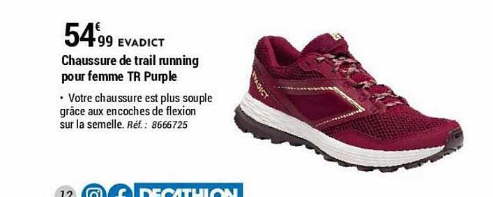 chaussure de trail running pour femme tr purple evadict