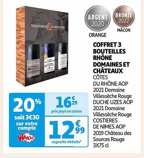 coffret 3 bouteilles rhône domaines et châteaux