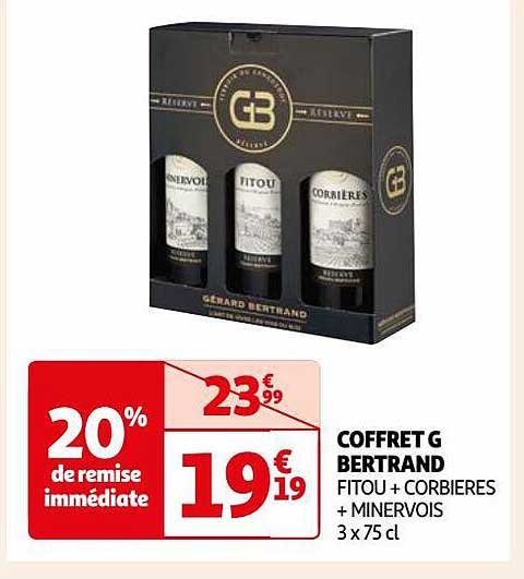 coffret g bertrand fitou + corbières + minervois