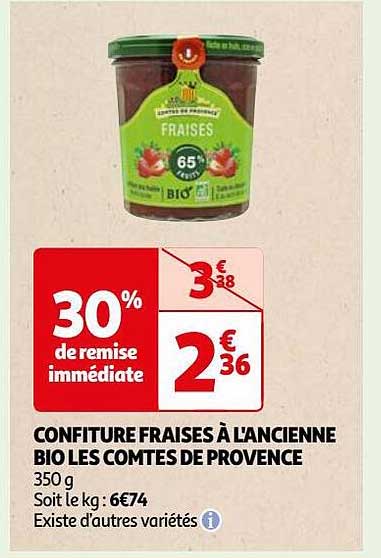 Confiture Fraises à L'ancienne Bio Les Comtés De Provence