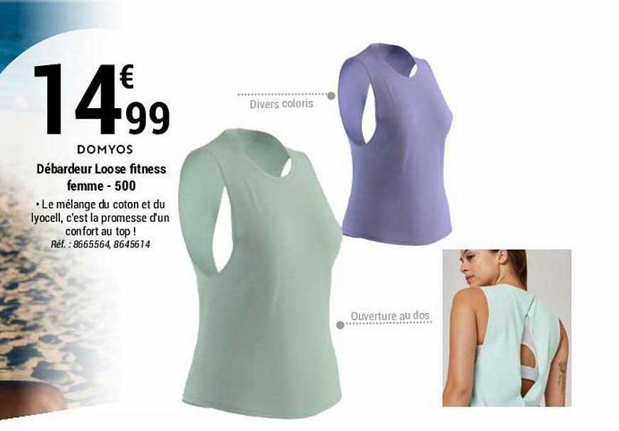 débardeur loose fitness femme - 500 domyos