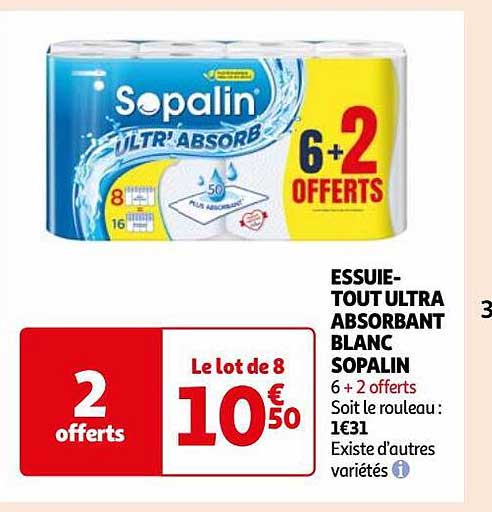 essuie-tout ultra absorbant blanc sopalin