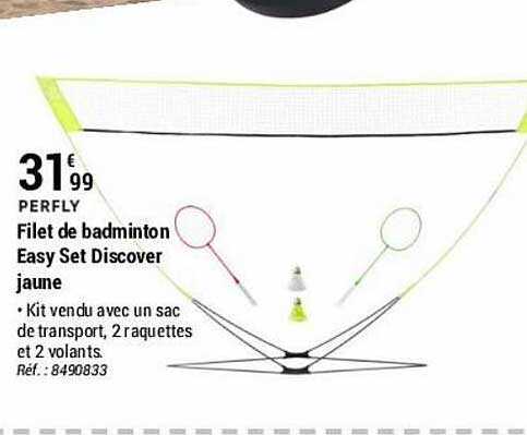 filet de badminton easy set discover jaune perfly