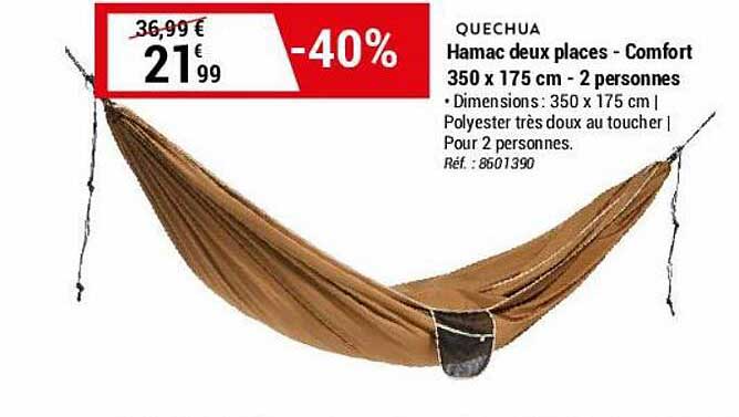 hamac deux places - comfort 350 x 175 cm - 2 personnes quechua